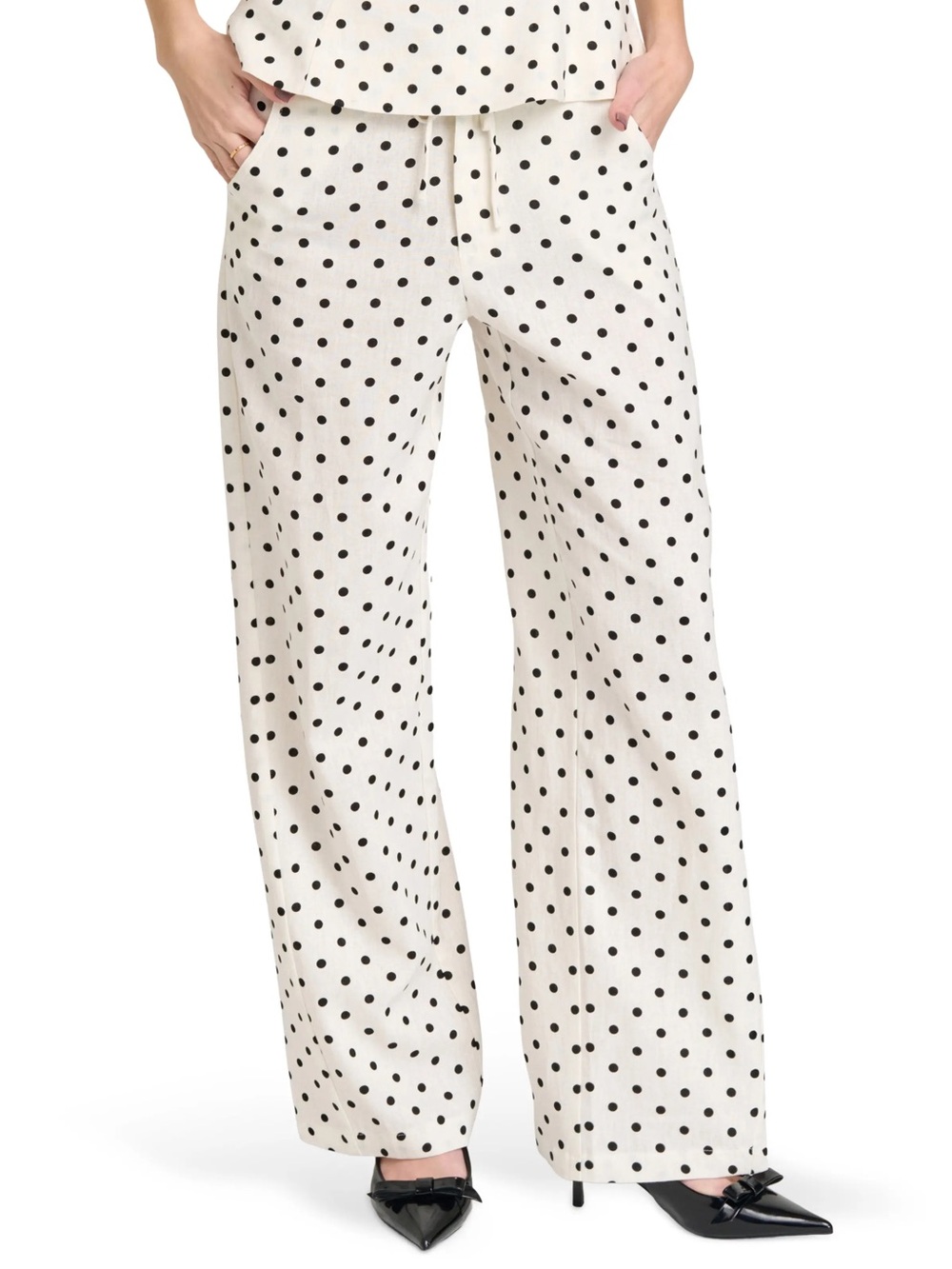 WAYF Lilah Polka Dot Wide-leg Pants